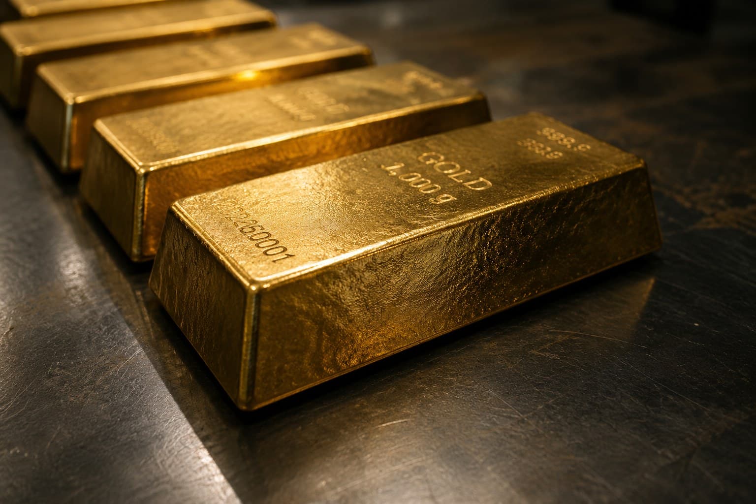 Stacked gold bars, representing precious-metals commercial context.
